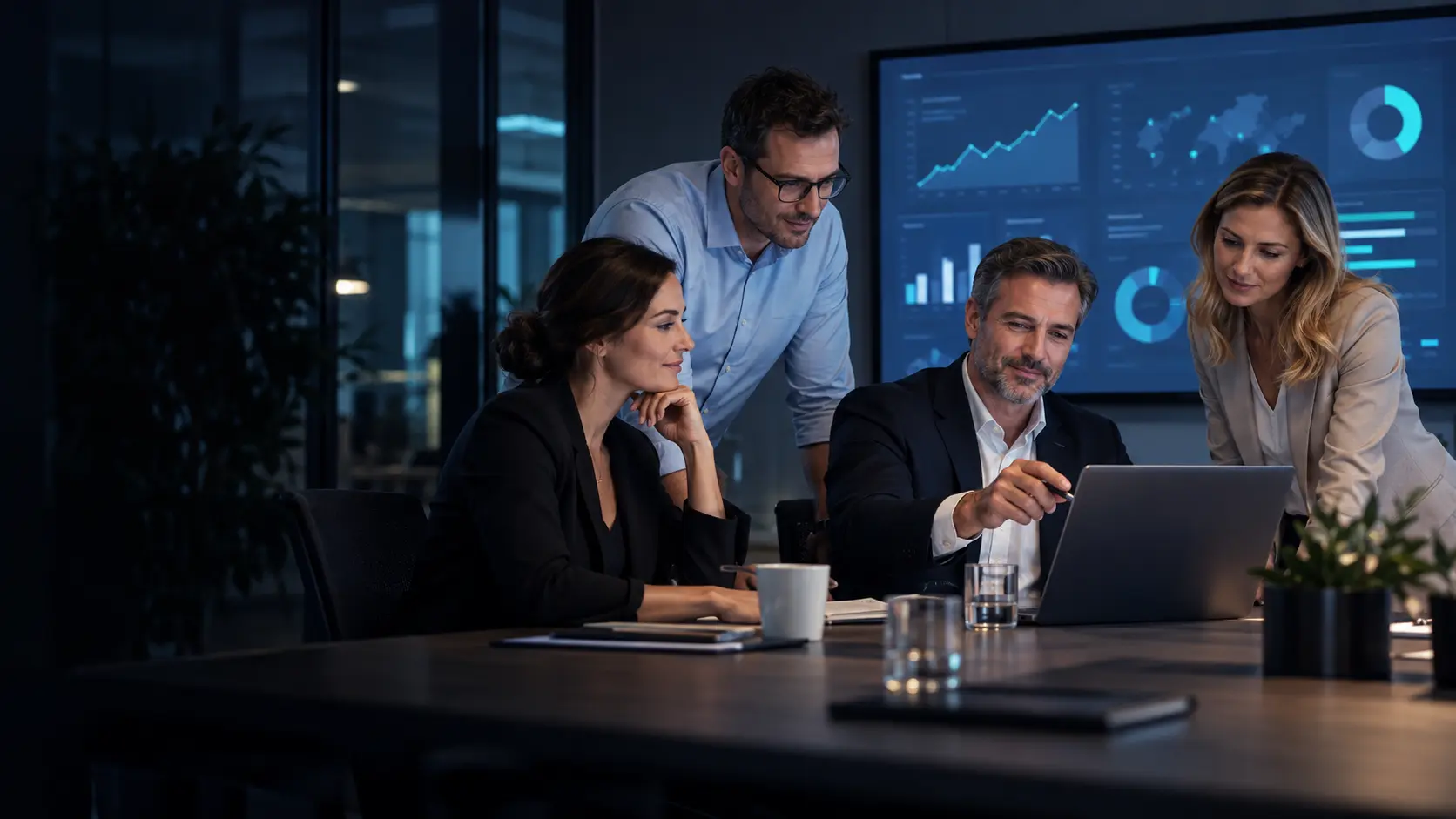 The business team evaluates the results of CRM and customer processes